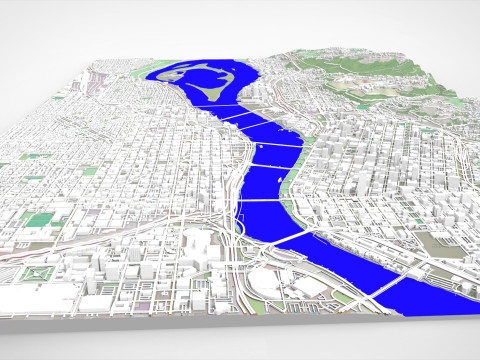 Cityscape Portland Oregon USA Model 3D