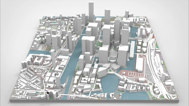 Cityscape London Business District Canary Wharf England 3D Model .c4d .max .obj .3ds .fbx .stl .blend 
