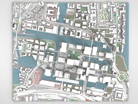 Cityscape London Business District Canary Wharf England 3D Model