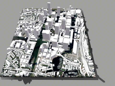 Cityscape London Business District Canary Wharf England 3D Model