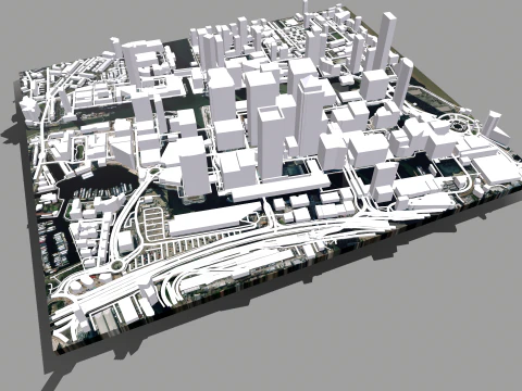 Cityscape London Business District Canary Wharf England 3D Model