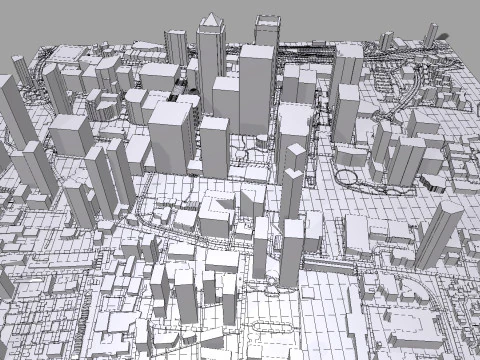 Cityscape London Business District Canary Wharf England 3D Model