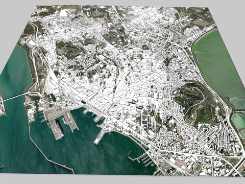 Paisagem urbana Cagliari ilha italiana da Sardenha Modelo 3D
