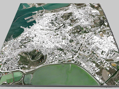 Paisagem urbana Cagliari ilha italiana da Sardenha Modelo 3D