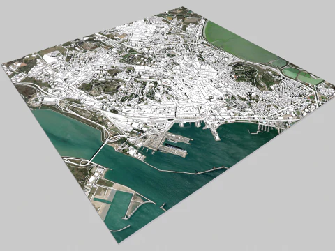 Paisagem urbana Cagliari ilha italiana da Sardenha Modelo 3D