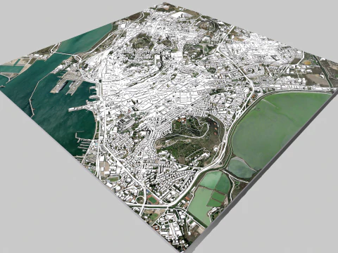 Paisagem urbana Cagliari ilha italiana da Sardenha Modelo 3D