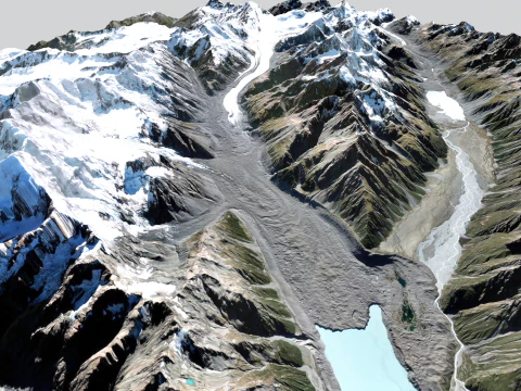 Il ghiacciaio Tasman in Nuova Zelanda Modello 3D