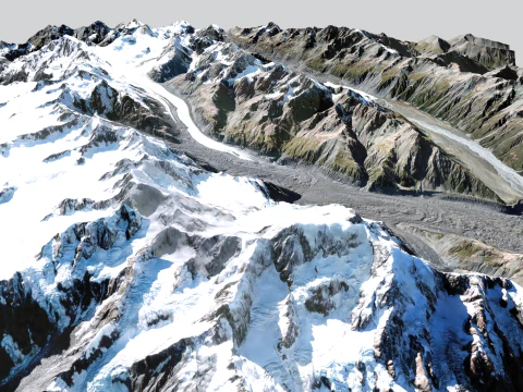 The Tasman Glacier New Zealand 3D Model