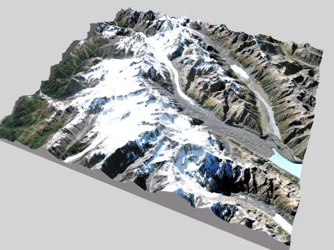 The Tasman Glacier New Zealand 3D Model