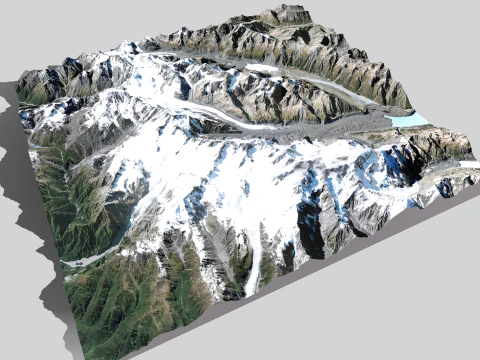 The Tasman Glacier New Zealand 3D Model