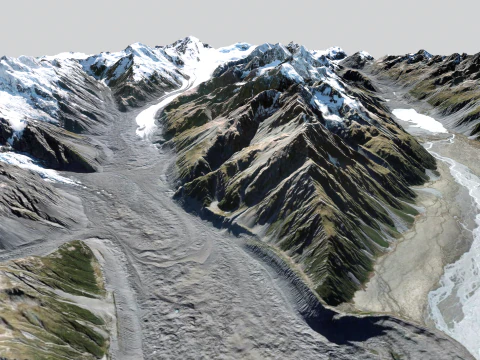 The Tasman Glacier New Zealand 3D Model