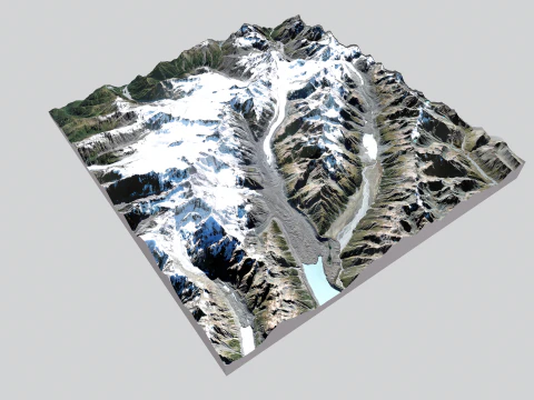 The Tasman Glacier New Zealand 3D Model