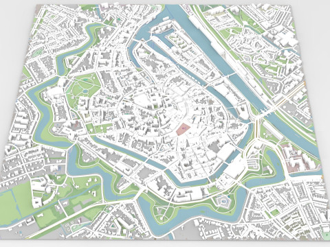 Cityscape Middelburg Netherlands 3D Model
