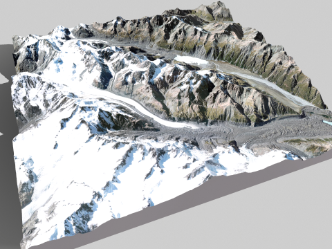 Malt Bran Range Mountain range in New Zealand 3D Модель