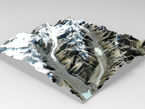 Malt Bran Range Mountain range in New Zealand 3D Модель