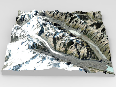 Malt Bran Range Mountain range in New Zealand 3D Модель