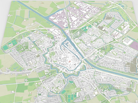 Cityscape Middelburg Netherlands 3D Model