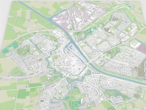 Paesaggio urbano Middelburg Paesi Bassi Modello 3D