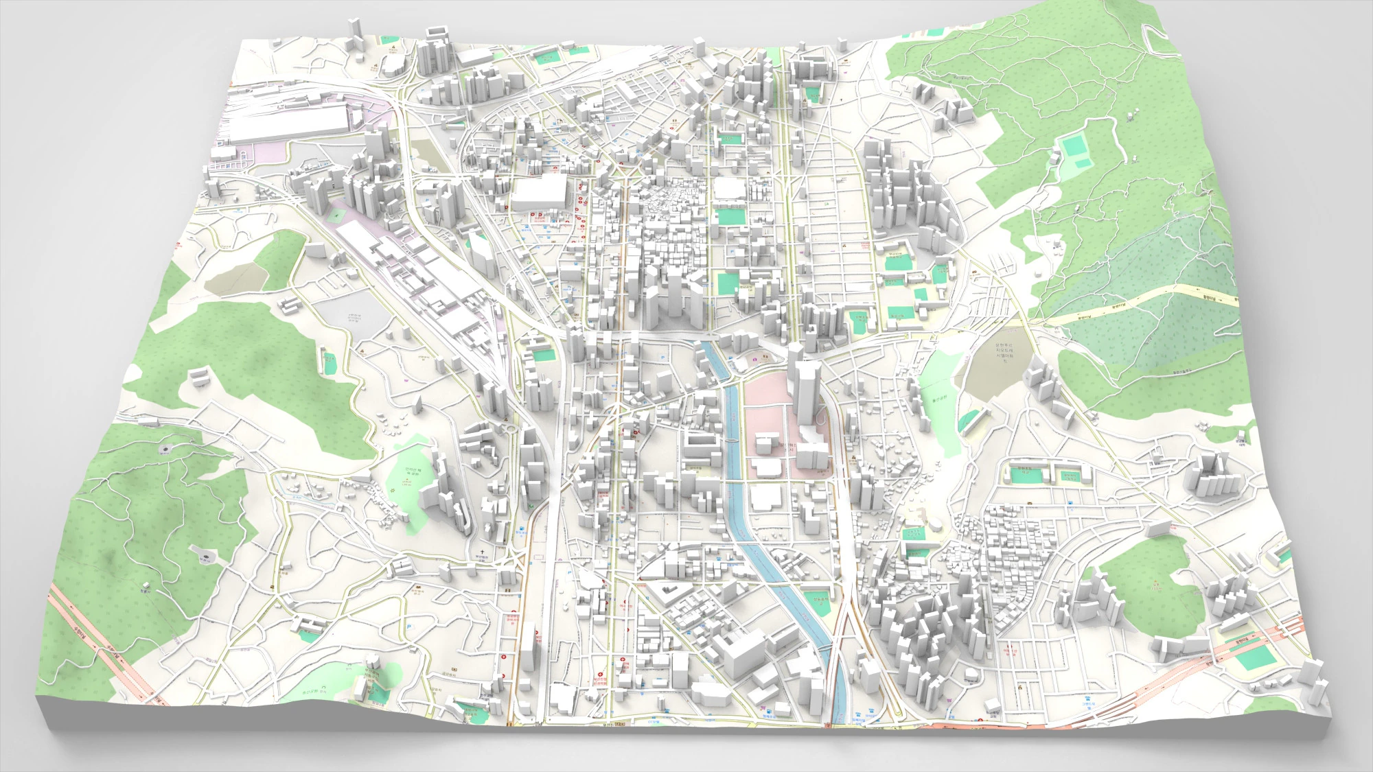 Cityscape Busan South Korea 3D Model .c4d .max .obj .3ds .fbx .stl .blend 
