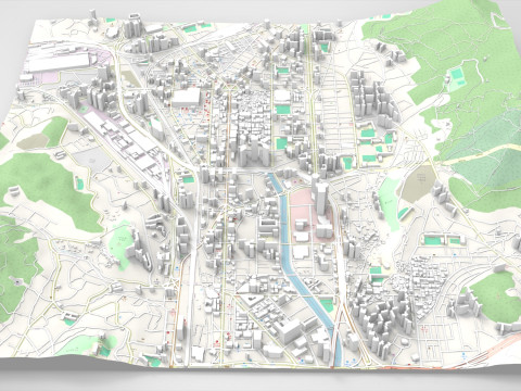 Cityscape Busan South Korea 3Dモデル
