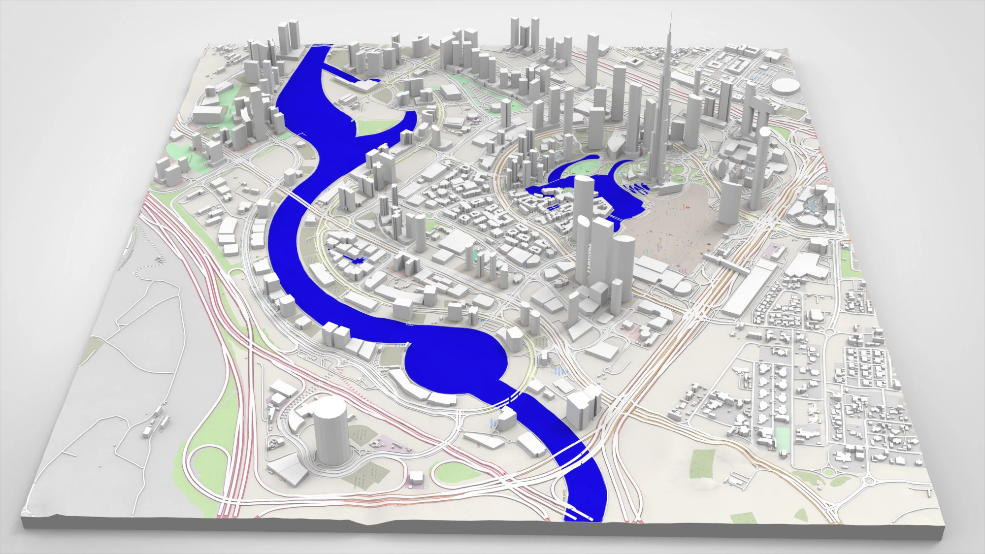 Business Bay Dubai United Arab Emirates 3D Model .c4d .max .obj .3ds .fbx .stl .blend 