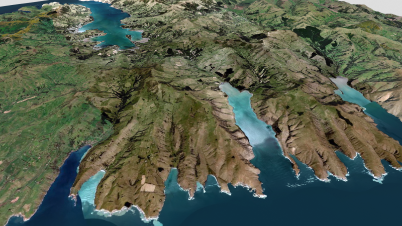 Island Banks Peninsula New Zeland 3D Модель .c4d .max .obj .3ds .fbx .stl .blend