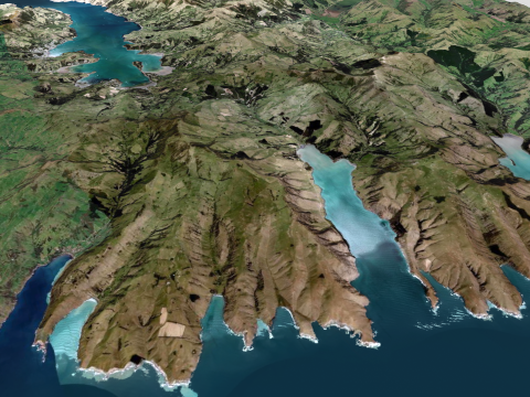 Island Banks Peninsula New Zeland 3D Модель