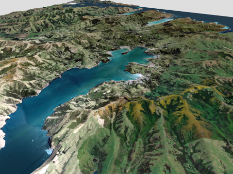 Island Banks Peninsula New Zeland 3D Модель