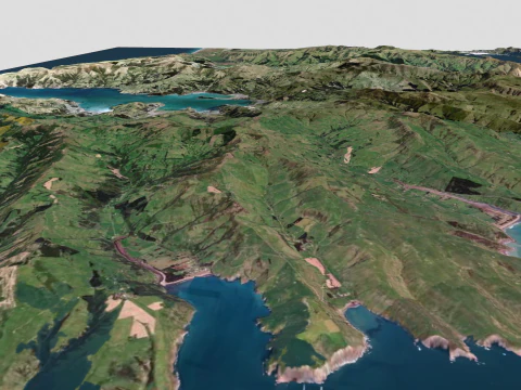 Island Banks Peninsula New Zeland 3D Model