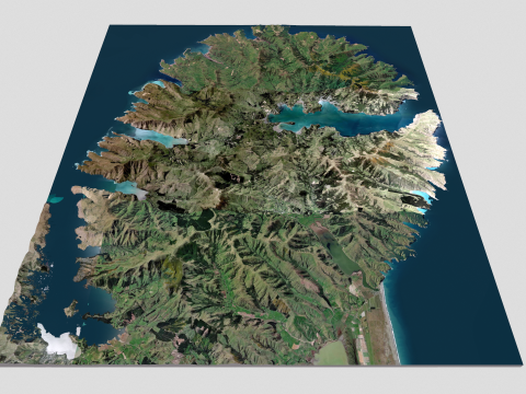 Island Banks Peninsula New Zeland 3D Модель