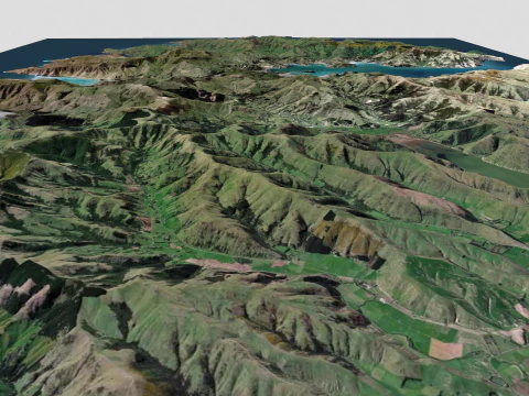 Island Banks Peninsula New Zeland 3D Model