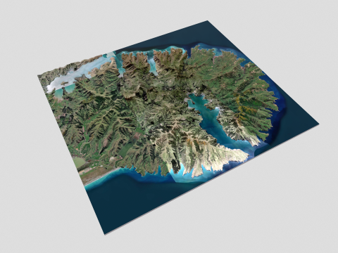 Island Banks Peninsula New Zeland 3D Модель