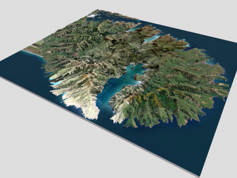 Island Banks Peninsula New Zeland 3D Модель