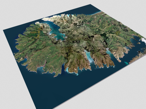 Island Banks Peninsula New Zeland 3D Модель