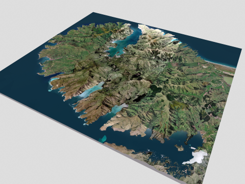 Island Banks Peninsula New Zeland 3D Модель