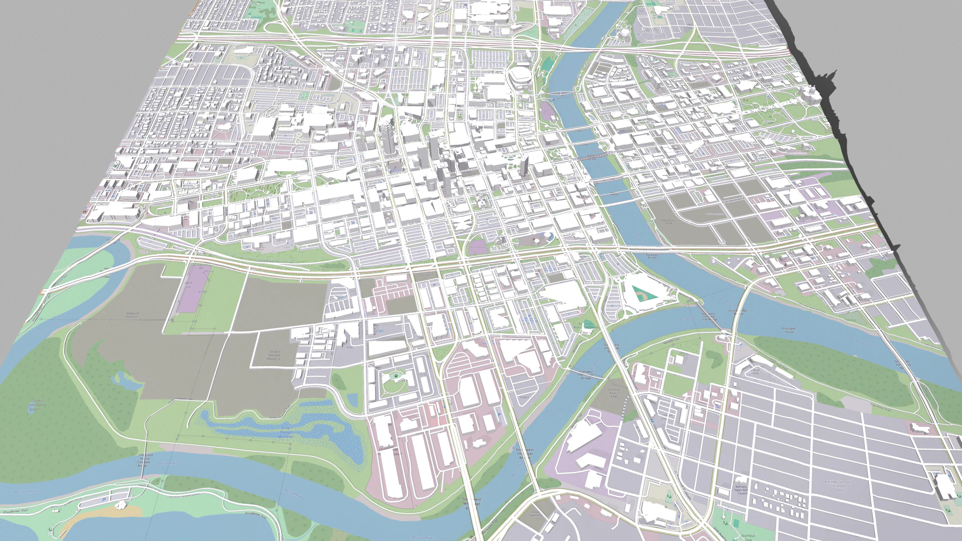 Cityscape Des Moines United States 3D Model .c4d .max .obj .3ds .fbx .stl .blend 