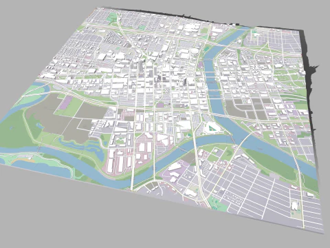 Cityscape Des Moines United States 3D Model