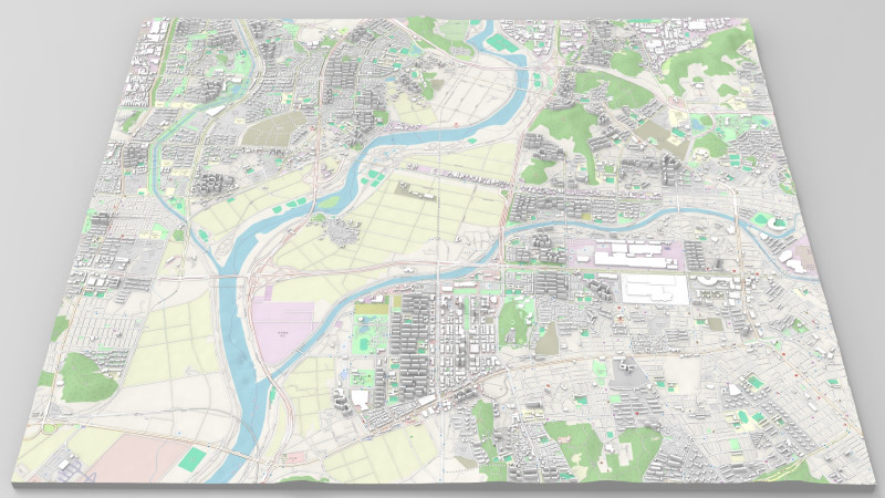 Cityscape Gwangju Republic of Korea 3D Модель .c4d .max .obj .3ds .fbx .stl .blend