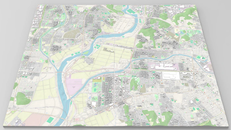 Cityscape Gwangju Republic of Korea 3D Model .c4d .max .obj .3ds .fbx .stl .blend 