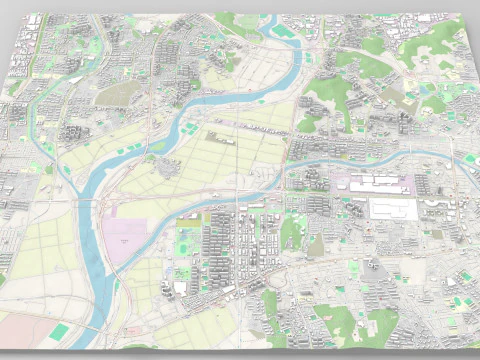 Pemandangan kota Republik Gwangju Korea Model 3D