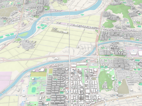 Cityscape Gwangju Republic of Korea 3D Модель