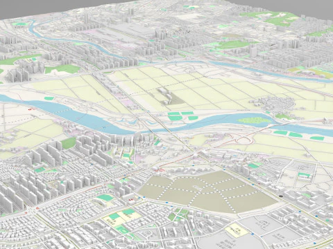 Cityscape Gwangju Republic of Korea 3D Model