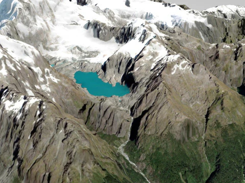 Monte Tutoko Nova Zel&acirc;ndia Modelo 3D