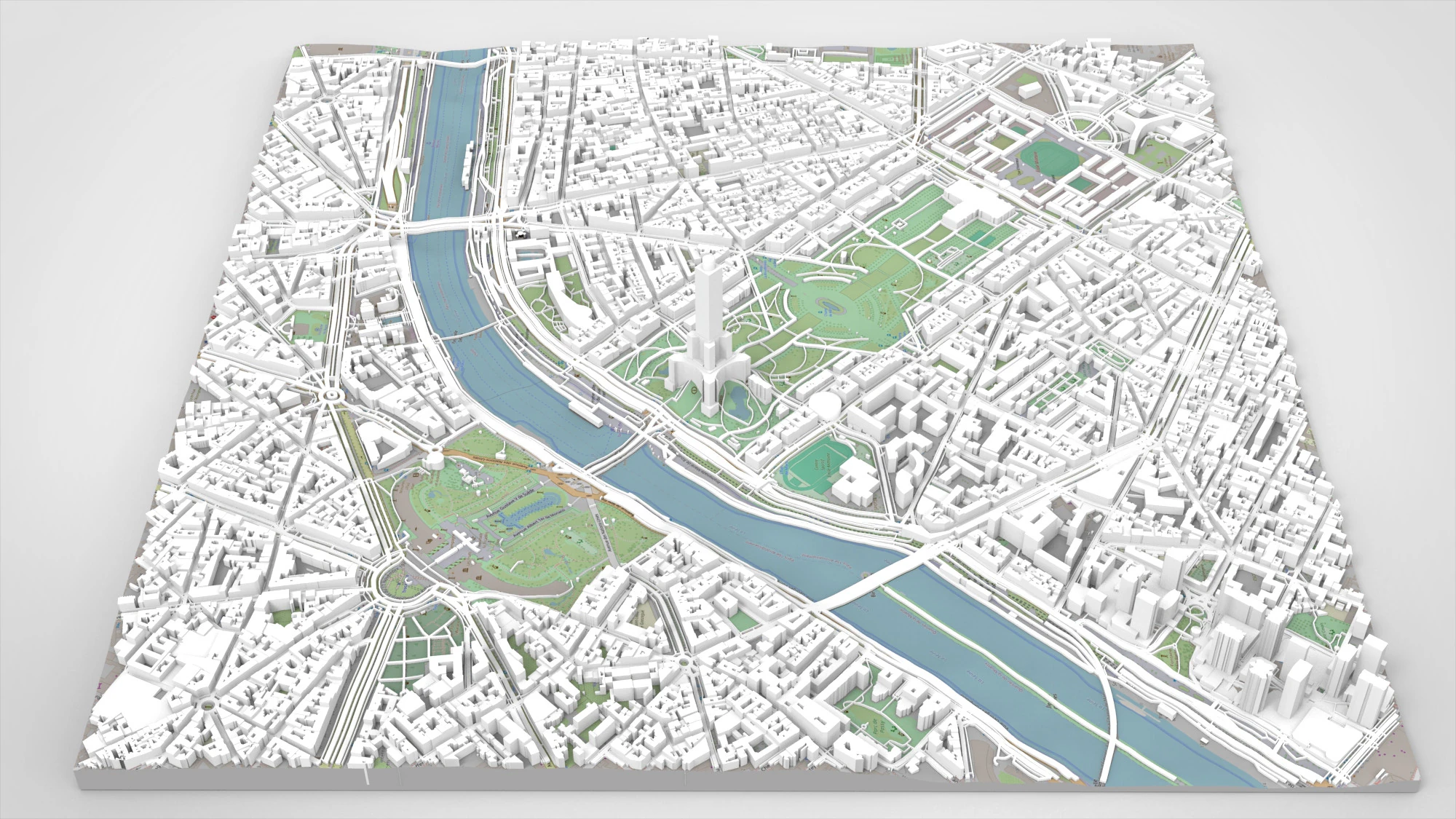 Cidade de fragmento da paisagem urbana de Paris Fran&ccedil;a Modelo 3D .c4d .max .obj .3ds .fbx .stl .blend 