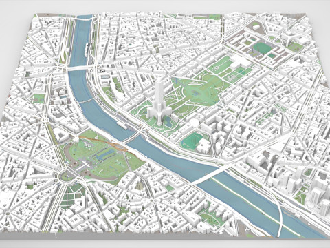 Cityscape Paris France fragment city 3D Model