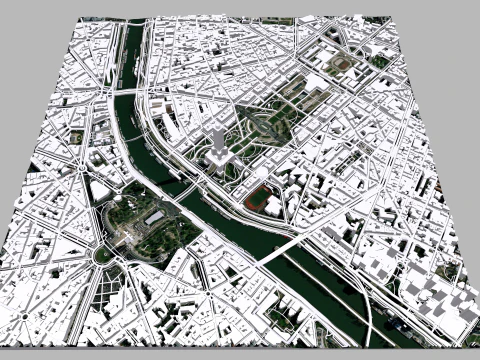 Cidade de fragmento da paisagem urbana de Paris Fran&ccedil;a Modelo 3D