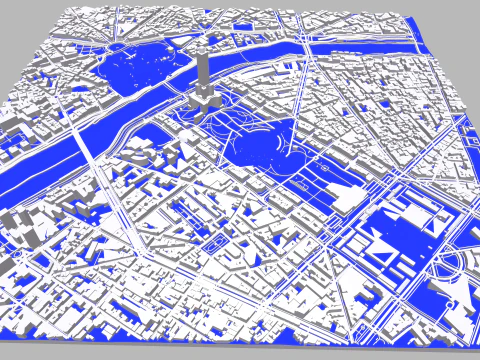 Cidade de fragmento da paisagem urbana de Paris Fran&ccedil;a Modelo 3D