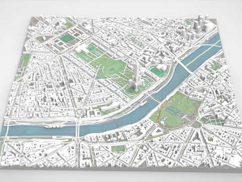 Cidade de fragmento da paisagem urbana de Paris Fran&ccedil;a Modelo 3D