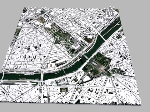 Cidade de fragmento da paisagem urbana de Paris Fran&ccedil;a Modelo 3D
