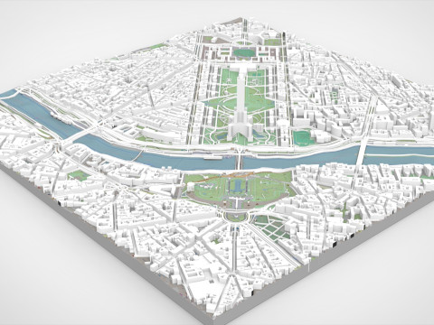 Cityscape Paris France fragment city Modelo 3D